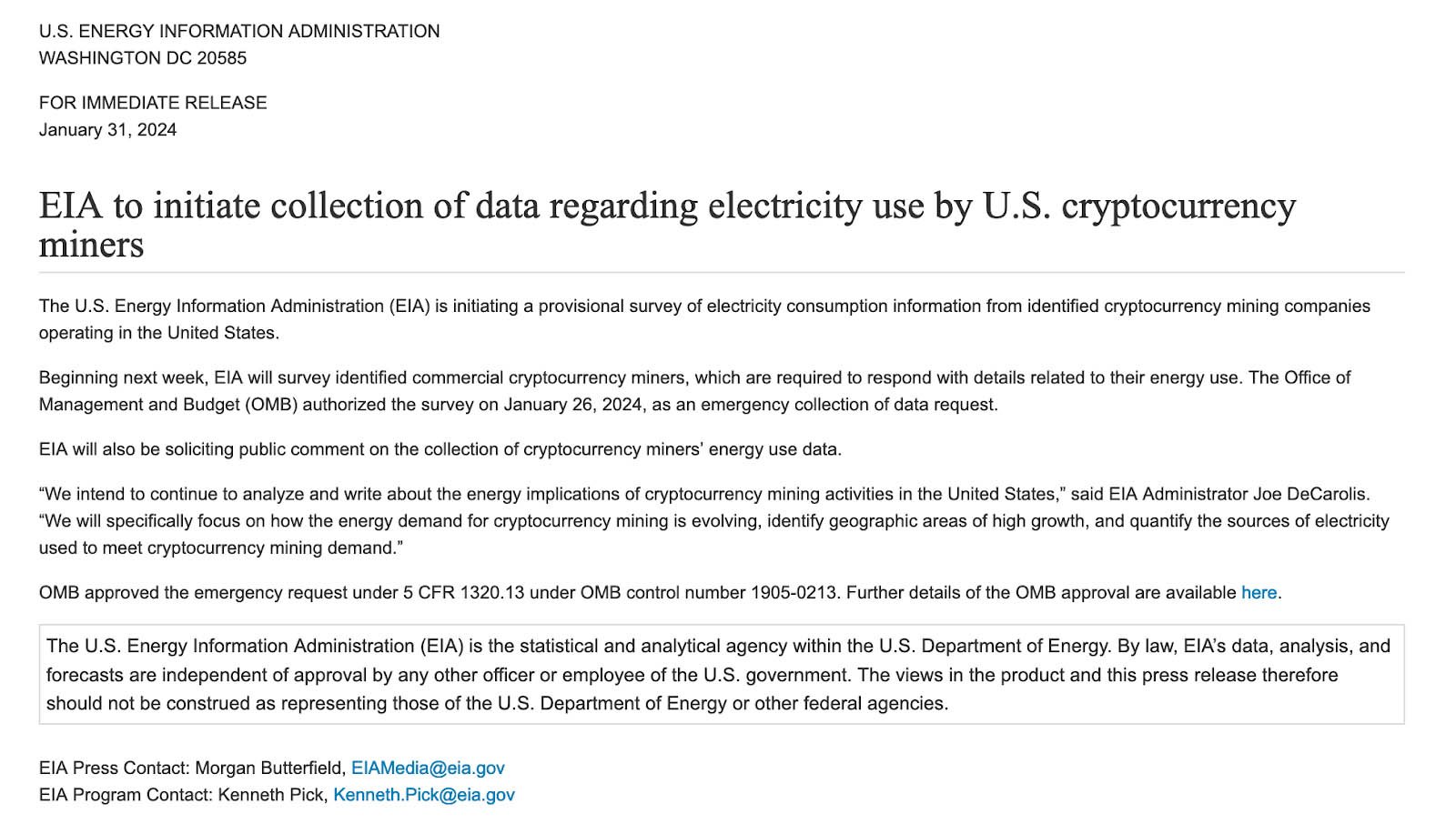 EIA survey - Marty Bent