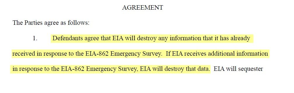 EIA will destroy already gathered information