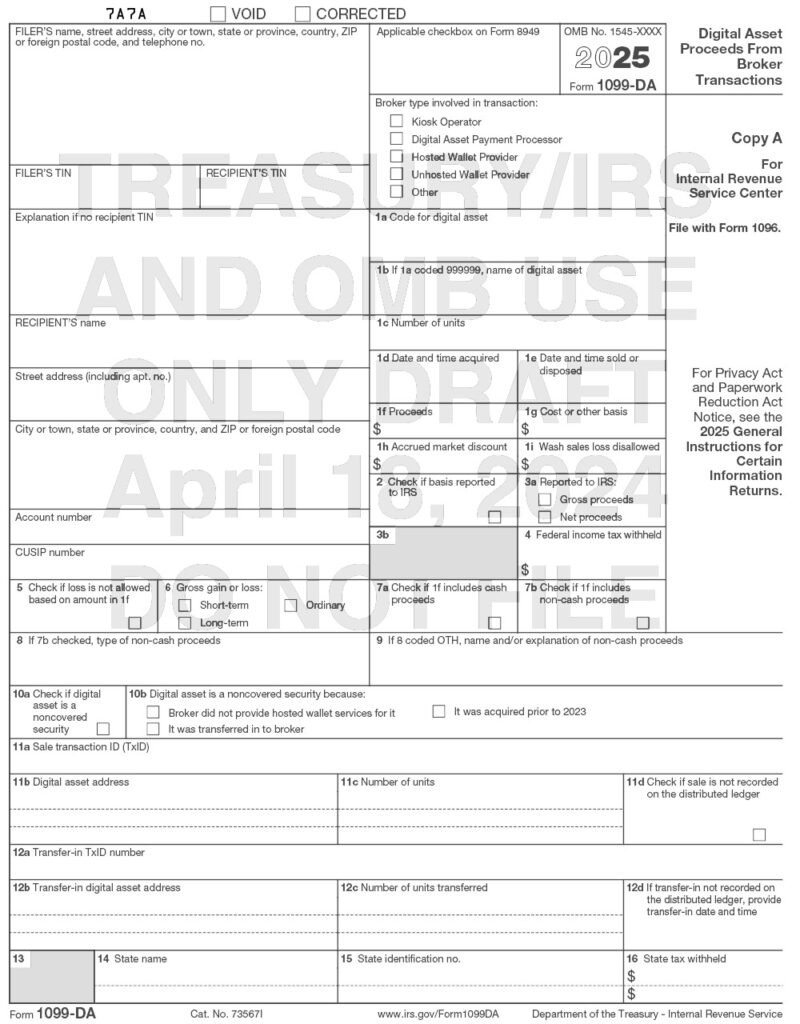 IRS Digital Asset Tax Draft Form for 2025