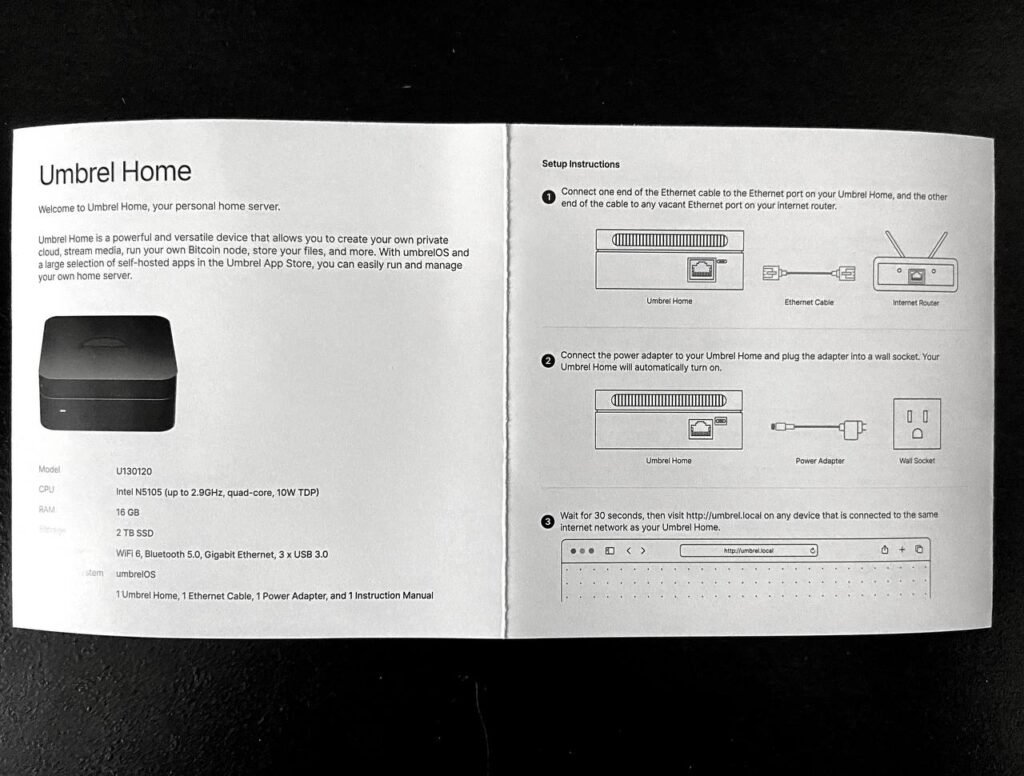 Umbrel Home Review user manuak