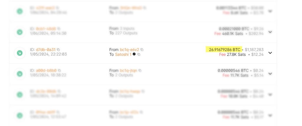 Satoshi's Wallet 26.9 BTC 