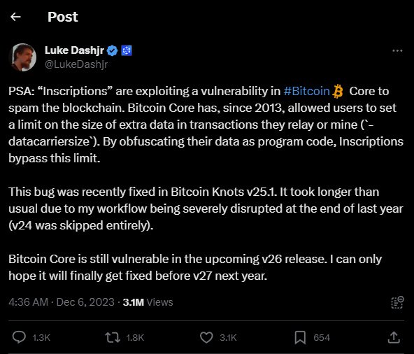 luke dashjr bitcoin ordinals