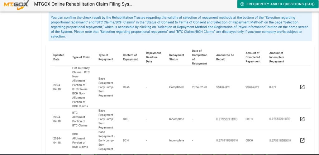 mt gox payout - online rehabilitation claim platform