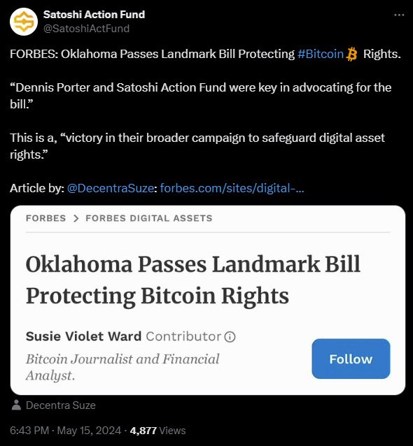 bitcoin rights bill oklahoma - Kevin Stitt