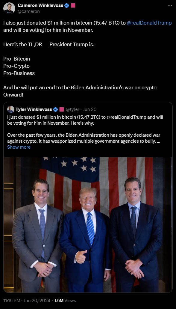 winklevoss twins trump campaign