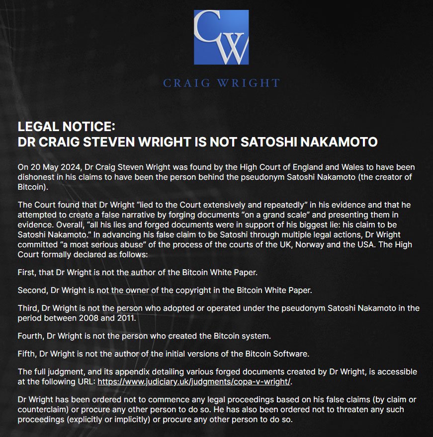 craig wright trial - website