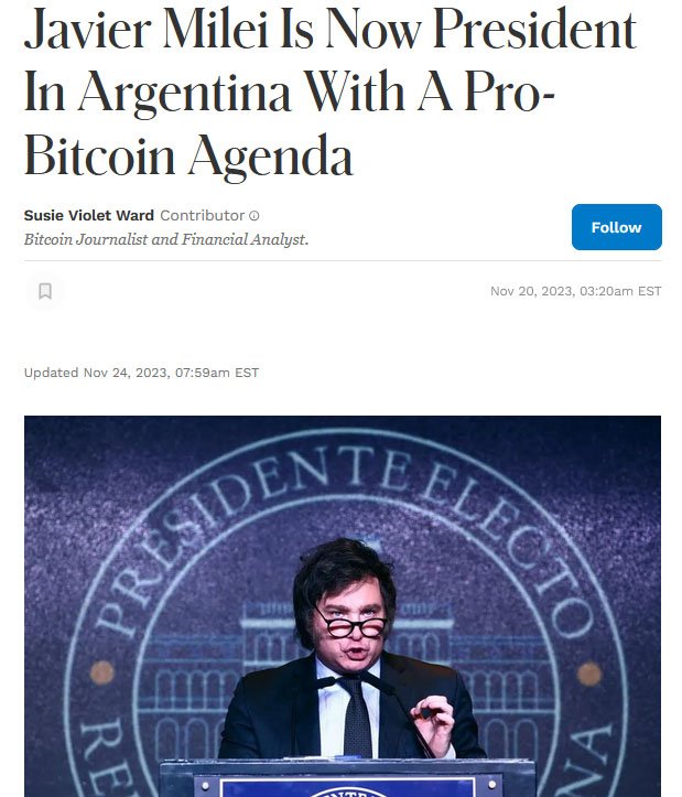 javier milei's pro bitcoin stance