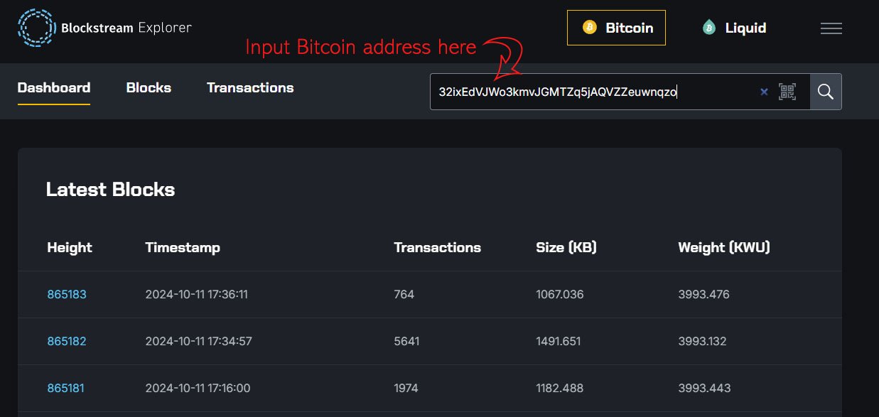 bitcoin address lookup blockstream