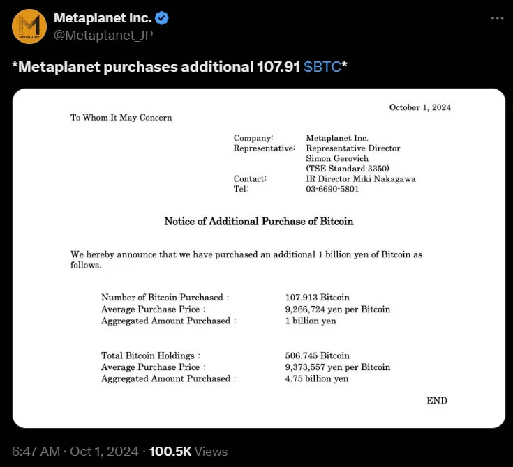 metaplanet 108 btc