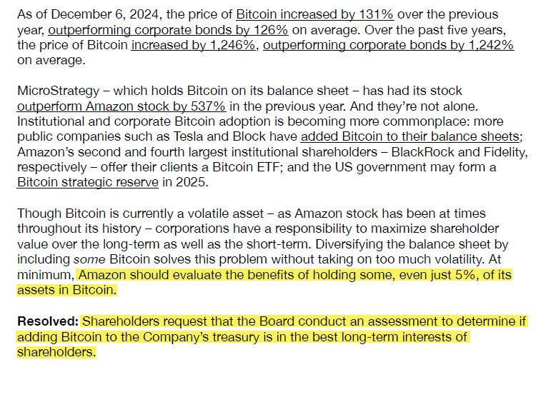 amazon shareholders bitcoin allocation