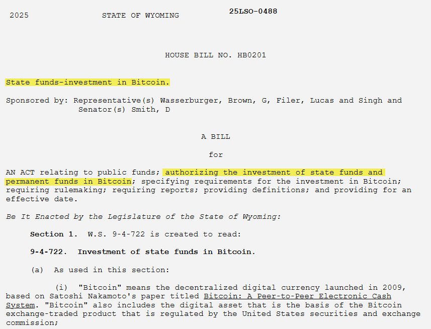 wyoming strategic bitcoin reserve bill