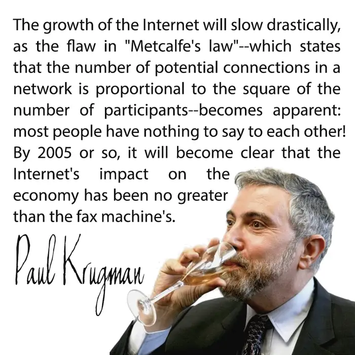 paul krugman internet's impact fax machine