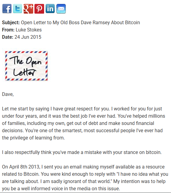 luke strokes open letter to Dave Ramsey bitcoin