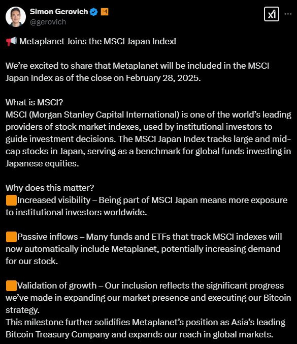 simon gerovich Metaplanet MSCI