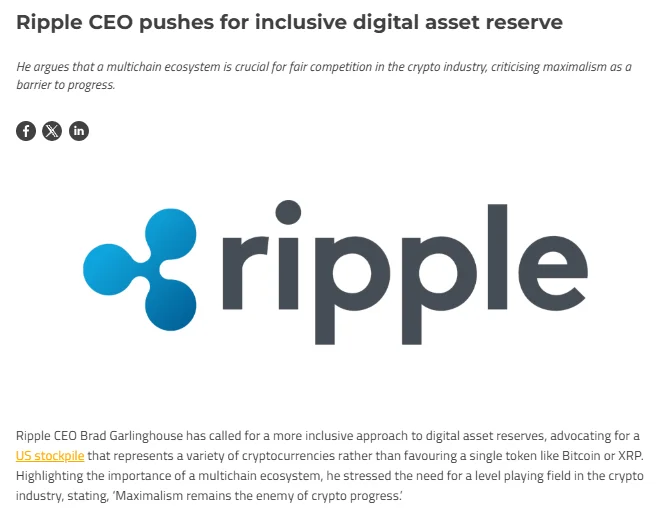 Ripple CEO inclusive reserves