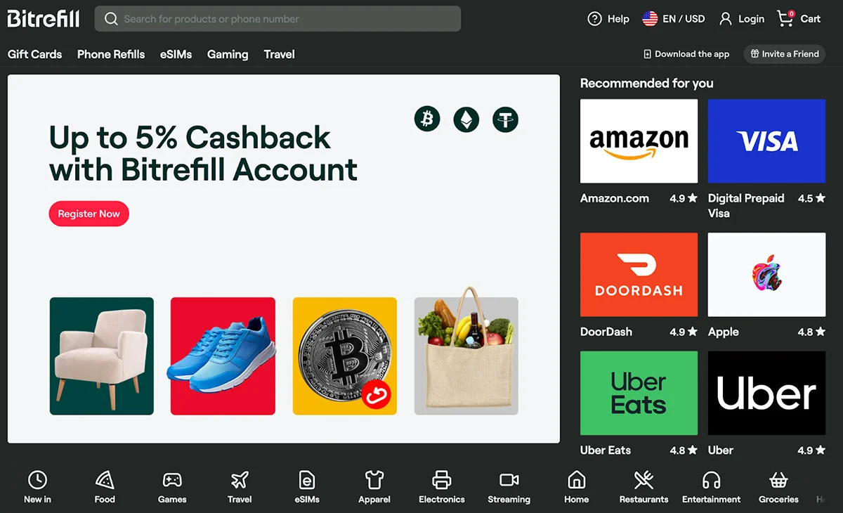 Bitcoin's Everyday Economy: Inside Bitrefill with Sergej Kotliar 1 bitrefill homepage