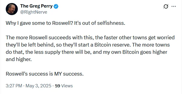 greg perry roswell bitcoin reserve