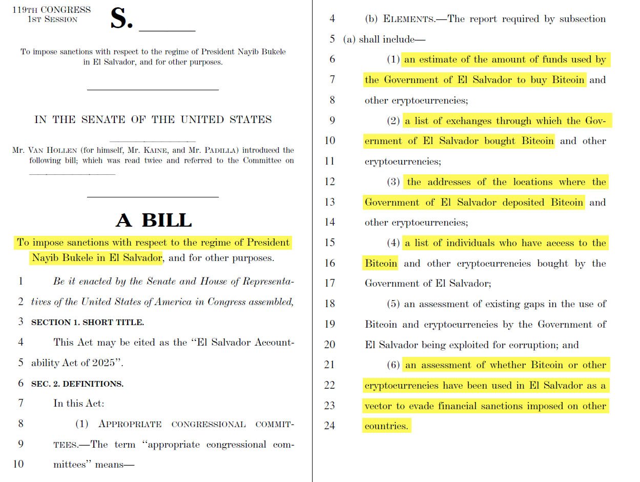 Democrat Senators Want El Salvador Sanctioned, BTC Tracked 1 El Salvador Accountability Act